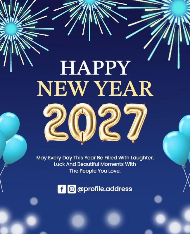 New Year 2027 Fireworks Celebration Flyer Template