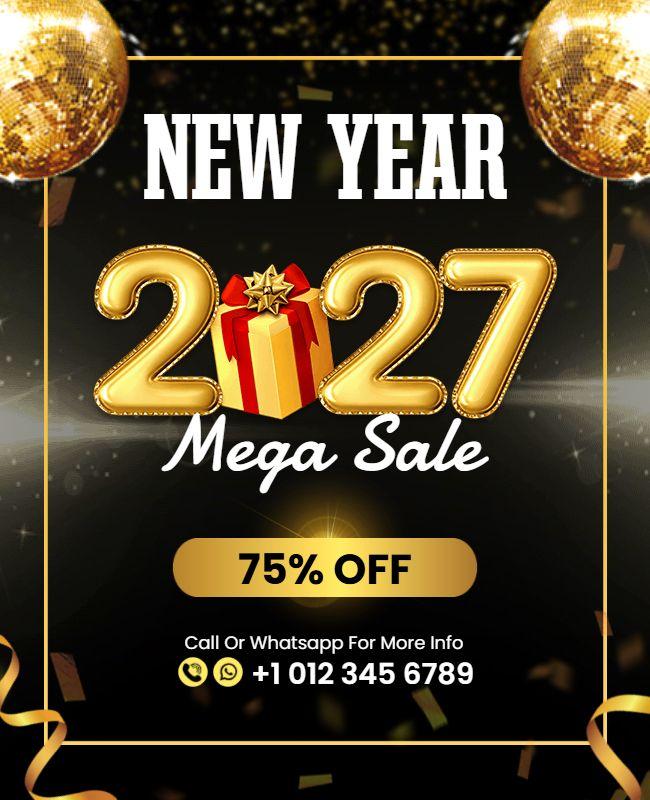 New Year 2027 Mega Sale Promotional Flyer Template