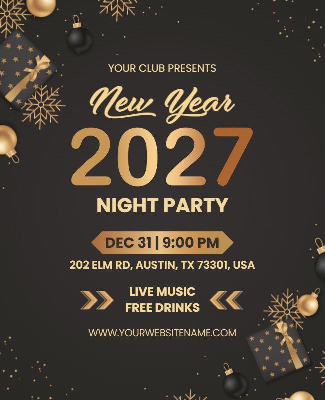 New Year 2027 Night Party Celebration Flyer Template