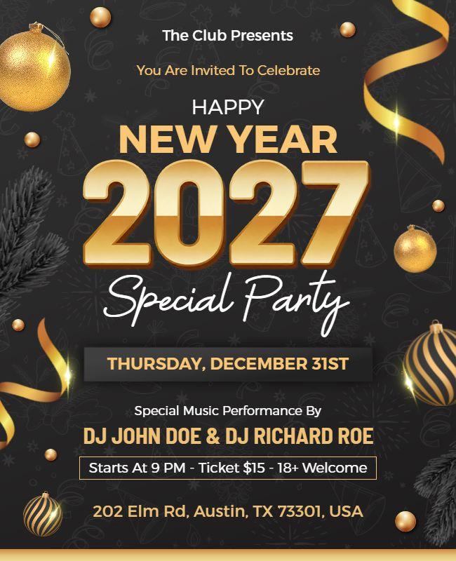 New Year 2027 Special Party Celebration Flyer Template