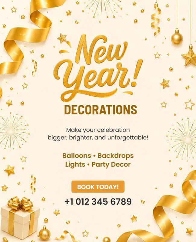 New Year Celebration Decorations Poster Template