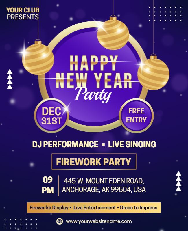 New Year Celebration Fireworks Party Flyer Template