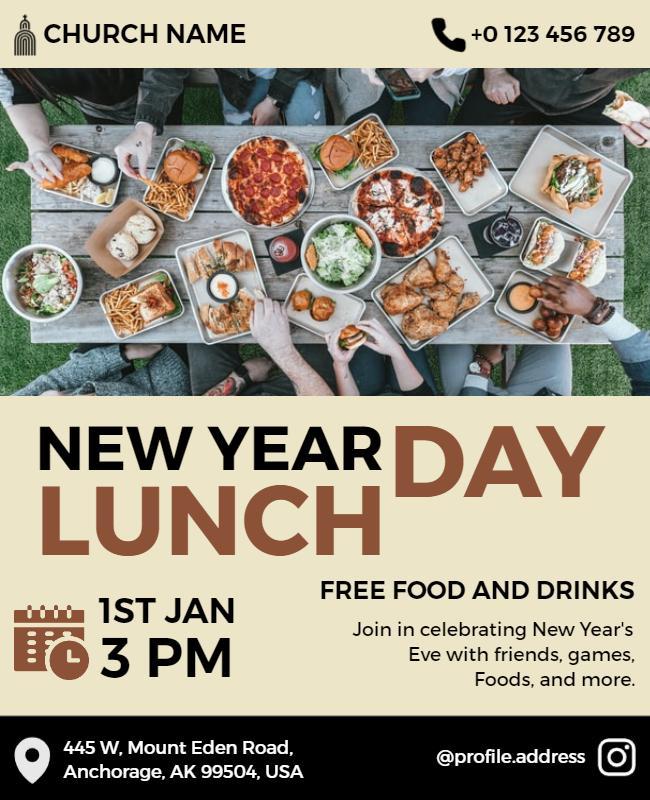 New Year Celebration Lunch Event Flyer Template