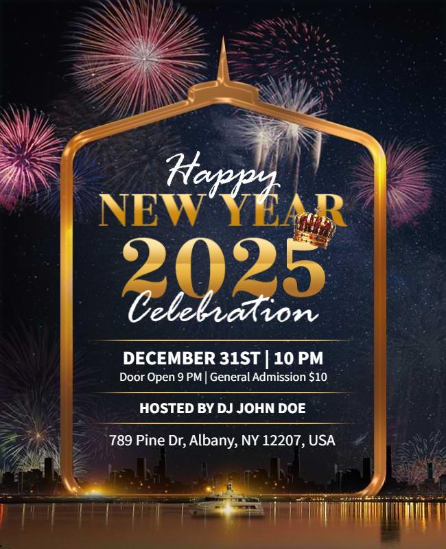 New Year Celebration Party 2025 Flyer Template