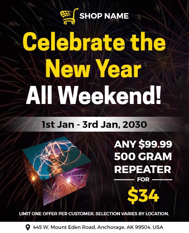 New Year Celebration Shopping Flyer Template