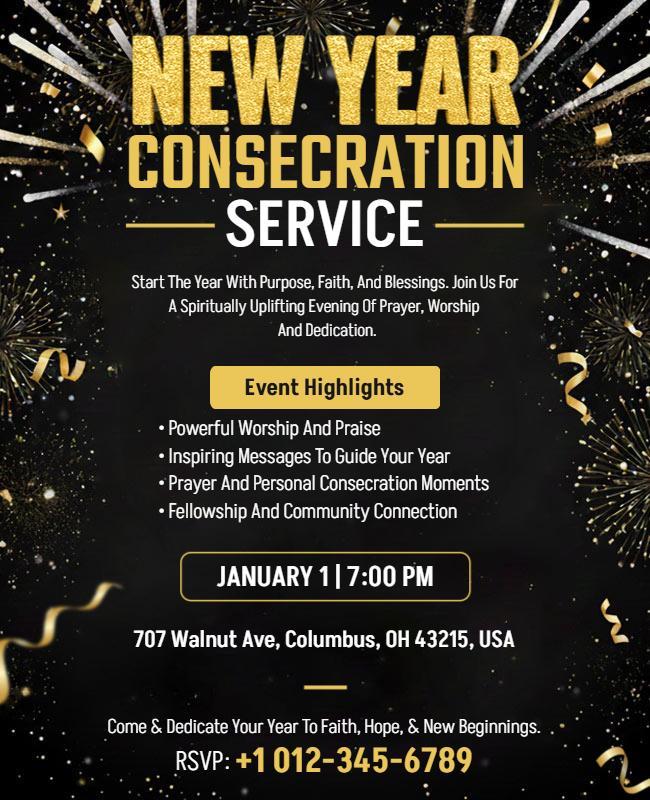 New Year Consecration Service Flyer Template