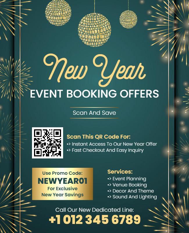 New Year Event Booking Offers Flyer Template
