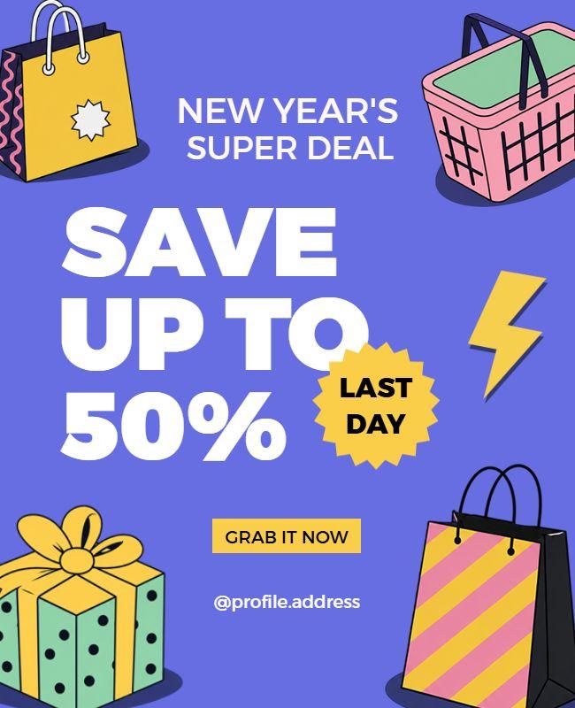 New Year Shopping Sale Promotion Poster Template