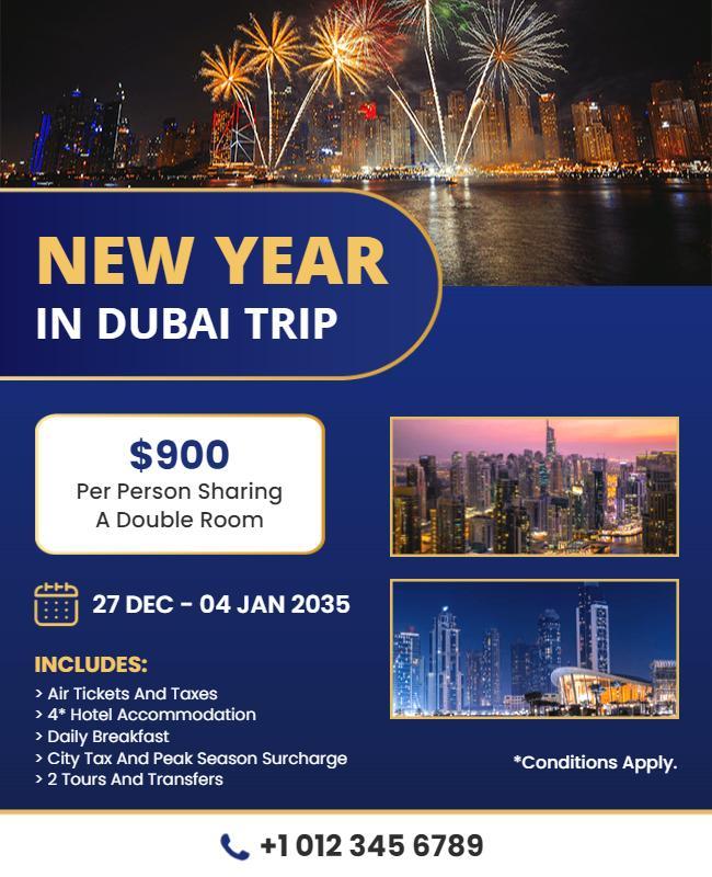 New Year Travel Package Flyer Template