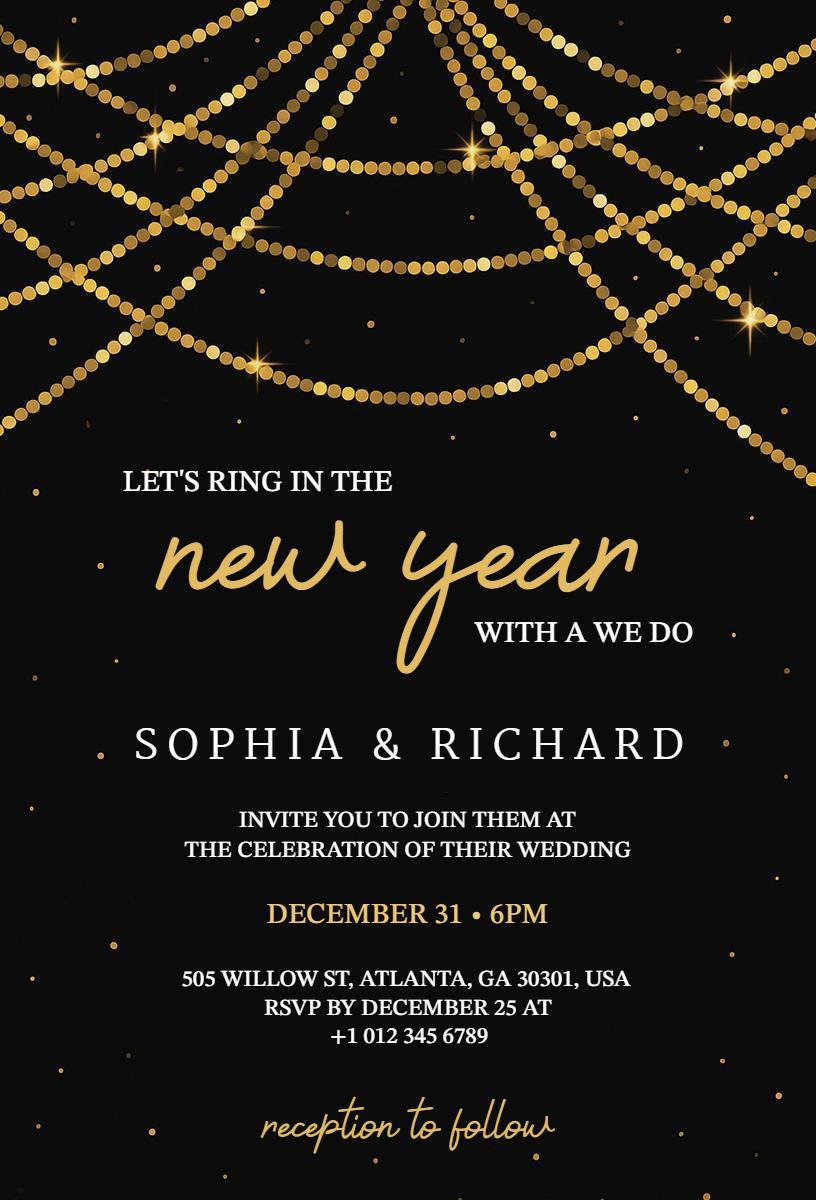 New Year Wedding Celebration Sparkling Night Invitation Template