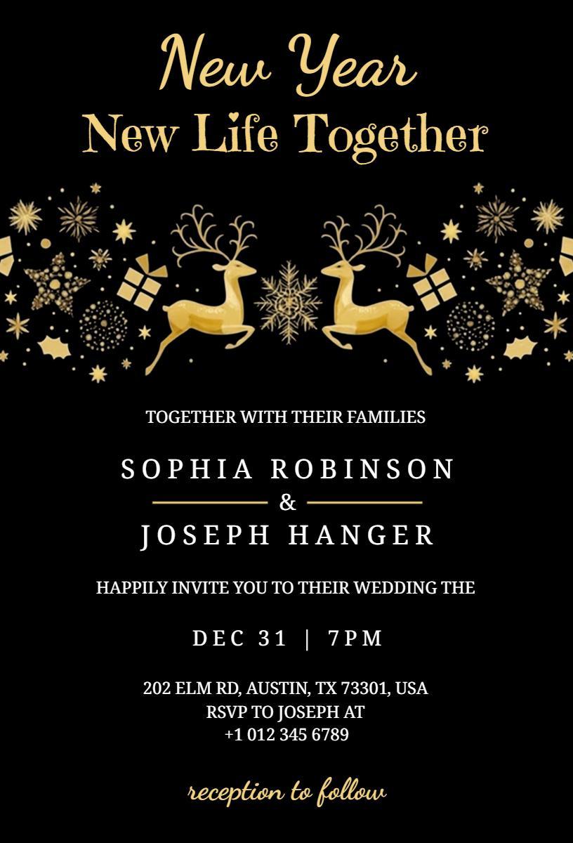 New Year Wedding Celebration Unite Invitation Template