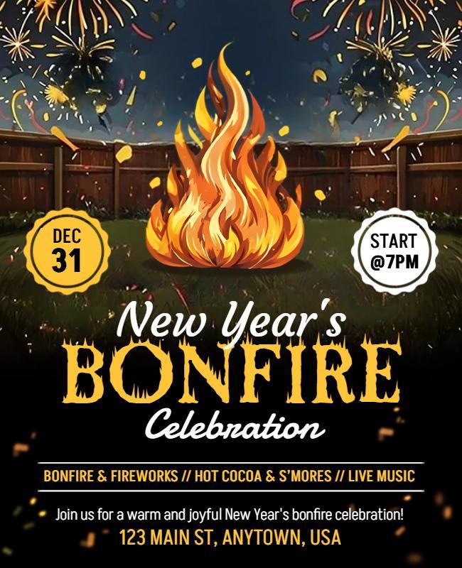 New Year's Bonfire Celebration Flyer Template