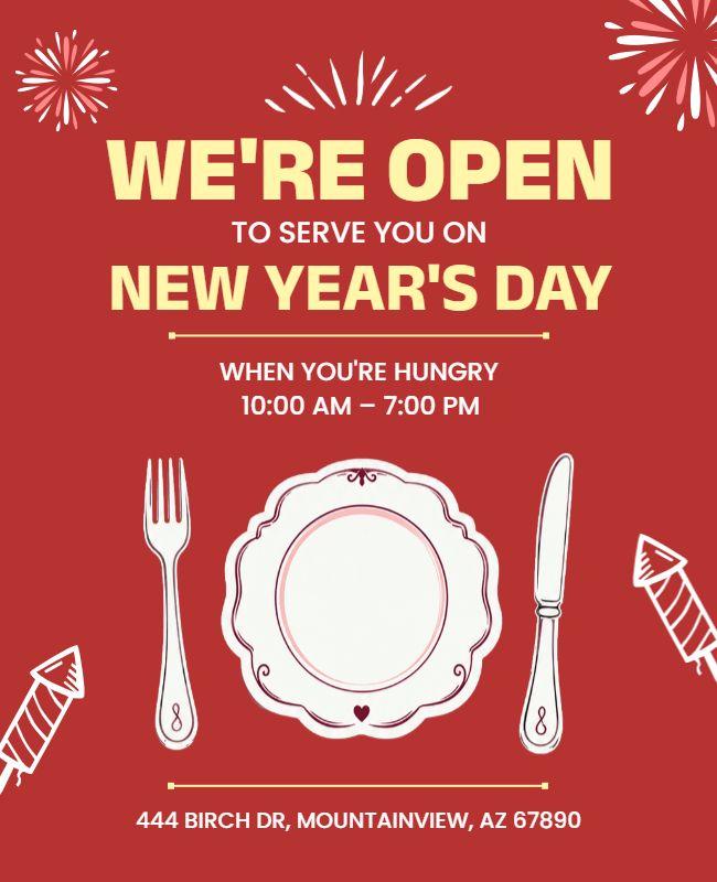 New Year's Day Restaurant Opening Poster Template