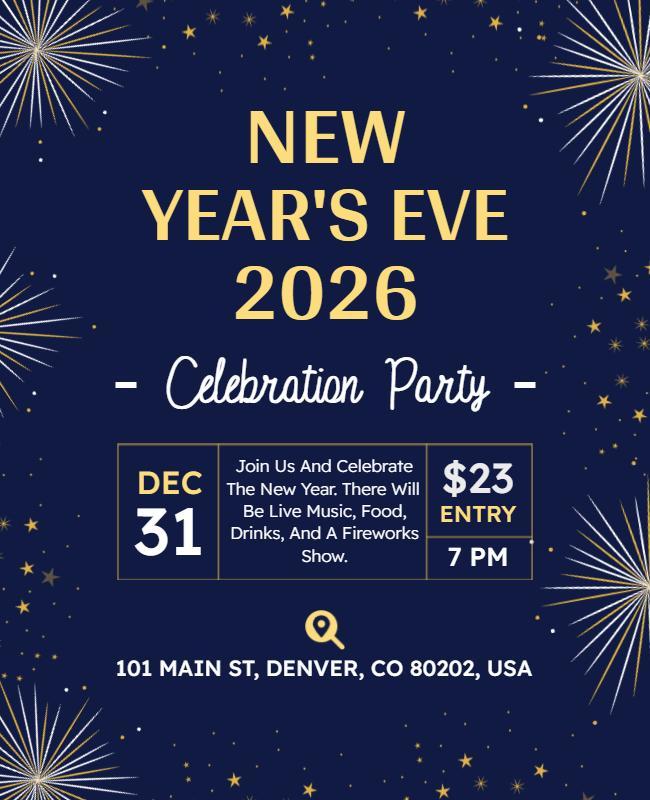 New Year's Eve 2026 Celebration Party Flyer Template