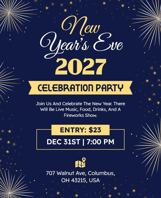 New Year's Eve 2027 Celebration Party Flyer Template