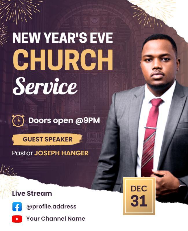 New Years Eve Church Service Flyer Template