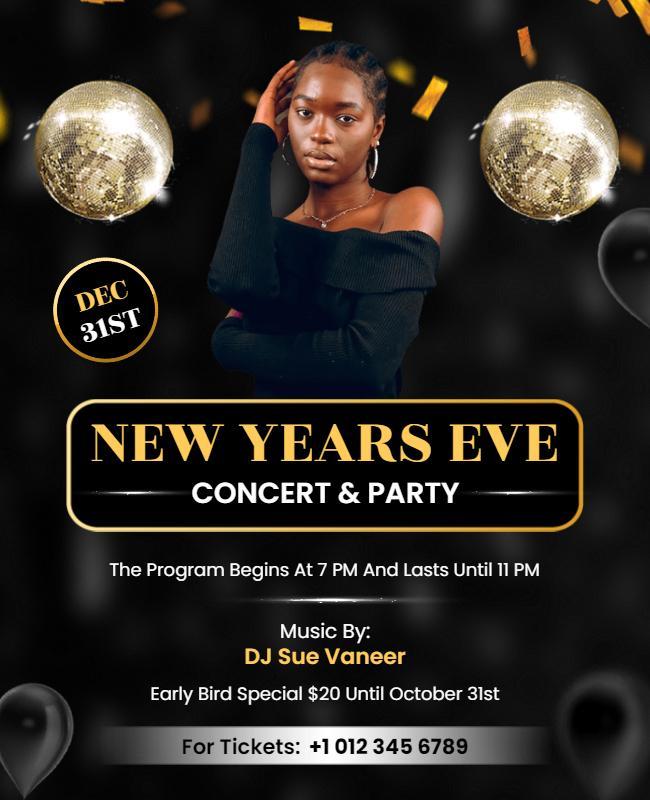 New Years Eve Concert and Party Flyer Template