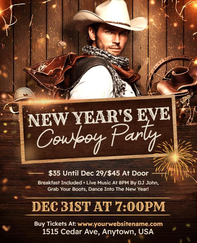 New Year's Eve Cowboy Party Flyer Template