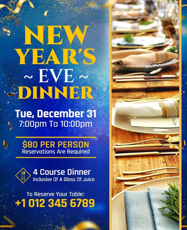 New Year's Eve Dinner Celebration Flyer Template