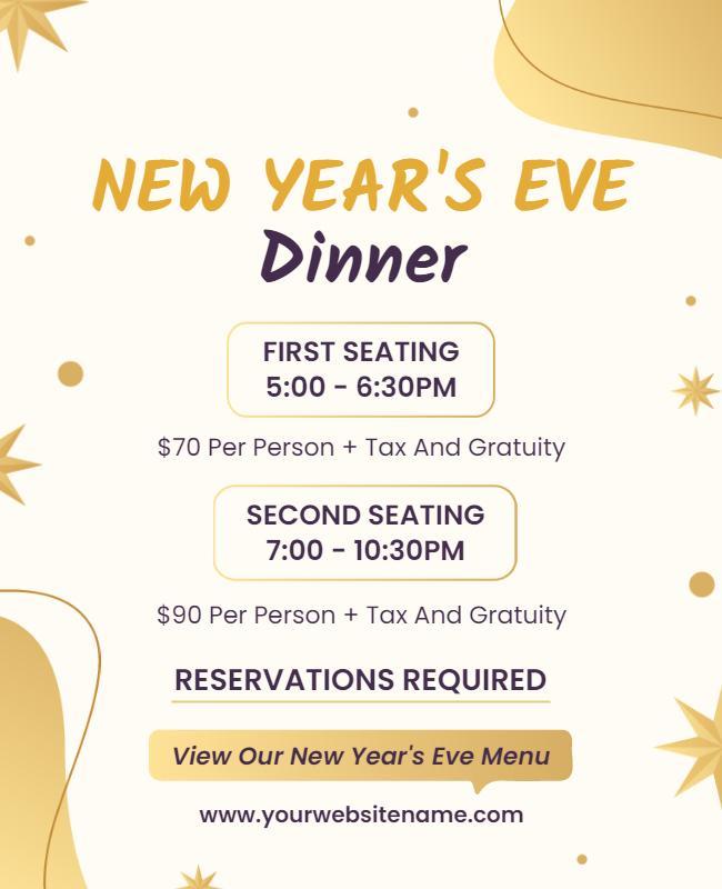 New Years Eve Dinner Event Flyer Template