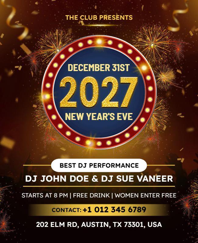 New Year's Eve DJ Performance Flyer Template