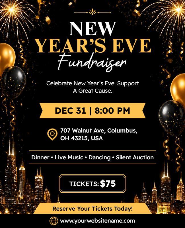 New Year's Eve Fundraiser Event Flyer Template