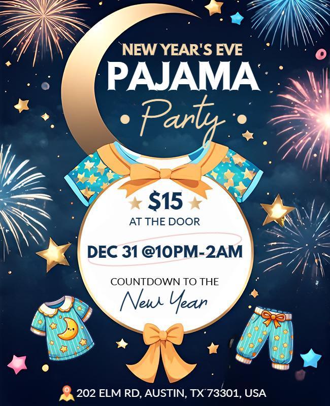 New Year's Eve Pajama Party Flyer Template