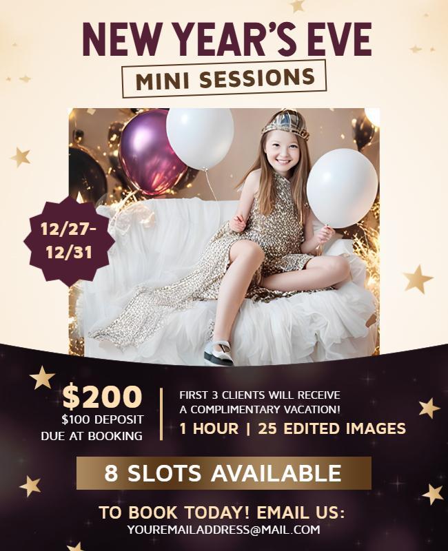 New Year's Eve Photography Mini Sessions Flyer Template