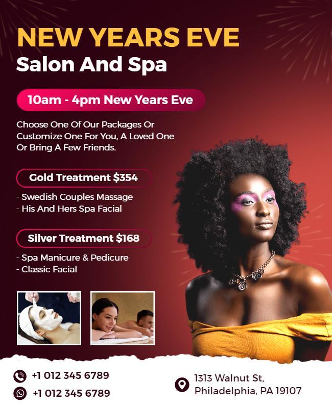 New Years Eve Spa Promotion Flyer Template