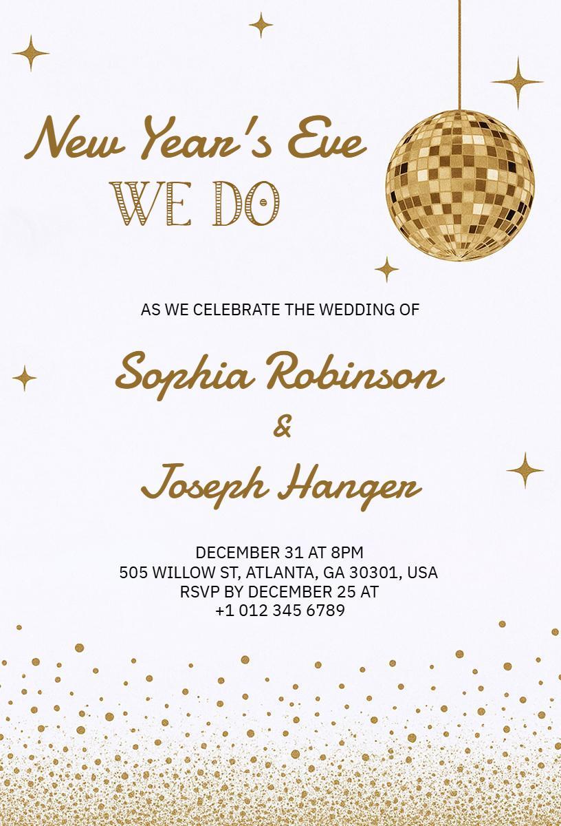New Year’s Eve Wedding Celebration Invitation Template