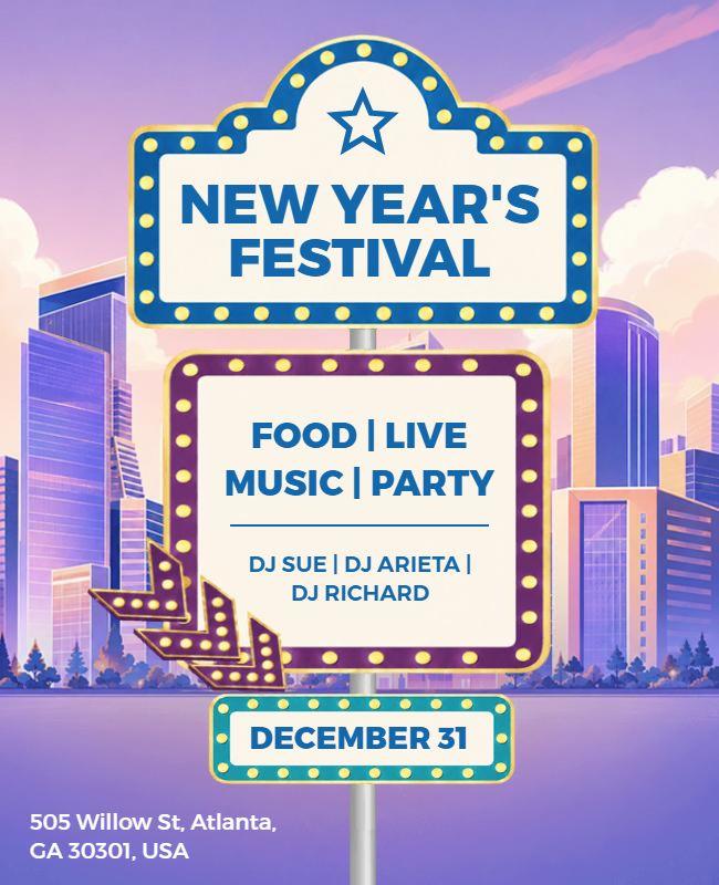 New Year's Festival Celebration Poster Template