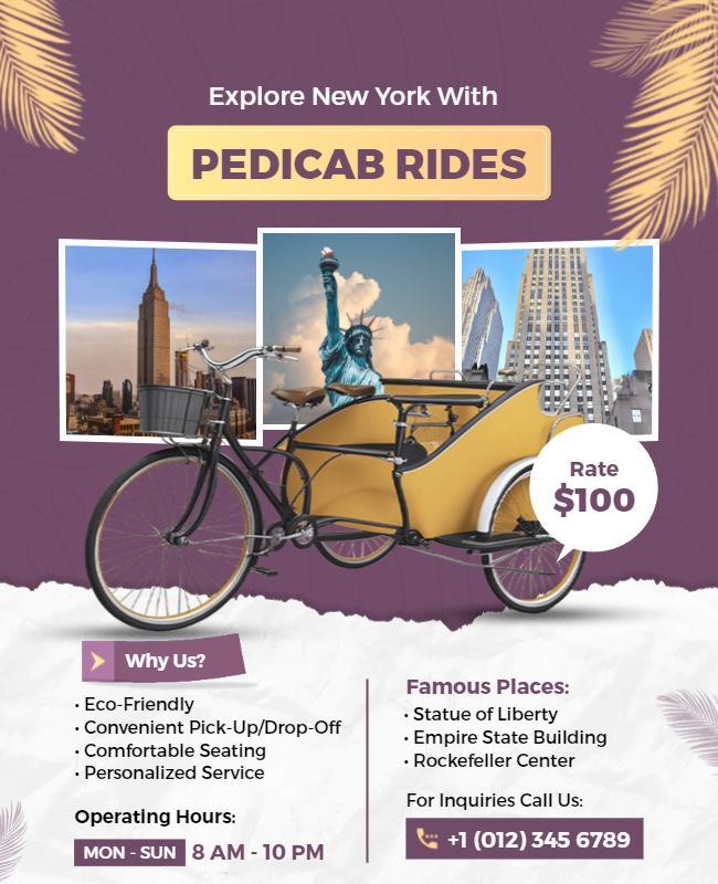 New York City Pedicab Tour Flyer Template