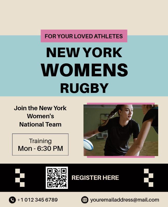 New York Women's Rugby Training Flyer Template