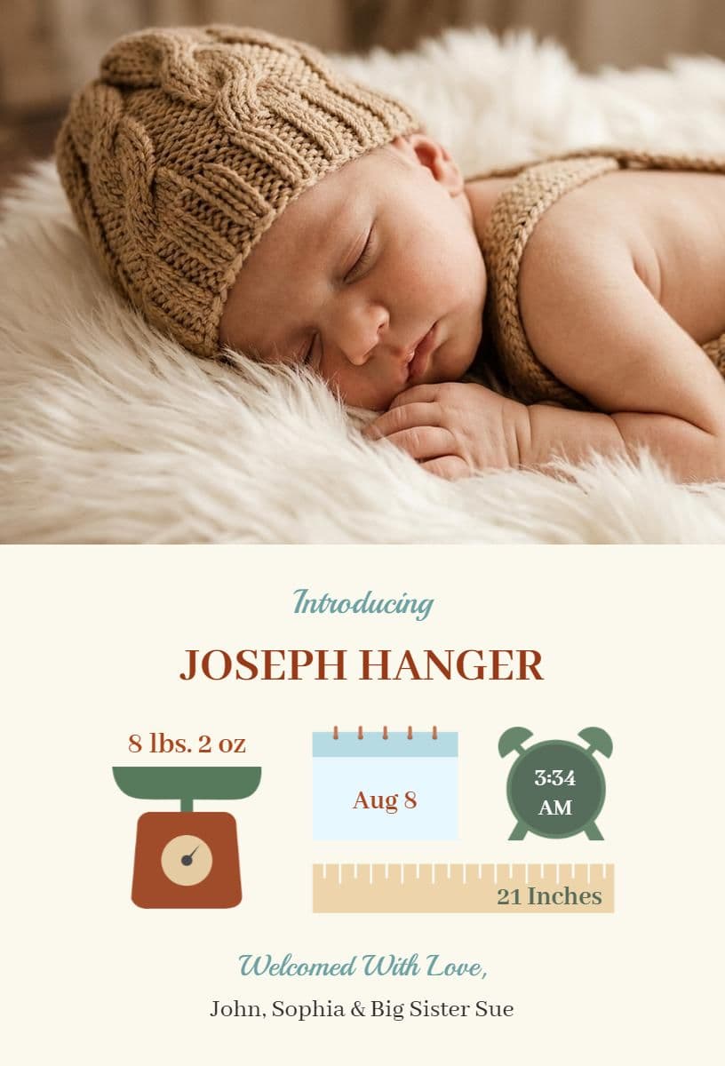Newborn Baby Introduction Announcement Template