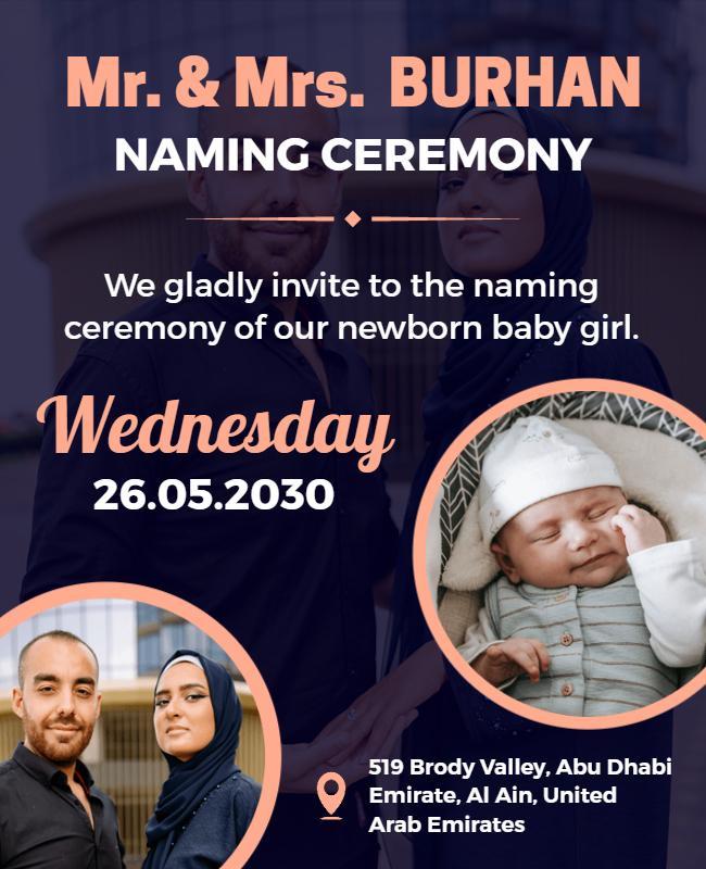 Newborn Baby Naming Ceremony Invitation Flyer Template