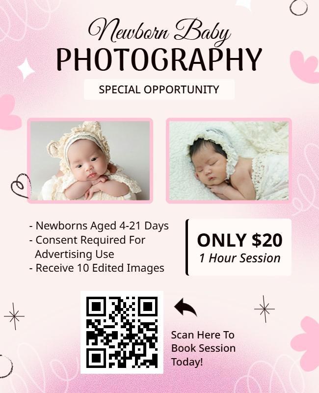 Newborn Baby Photography Session Poster Template