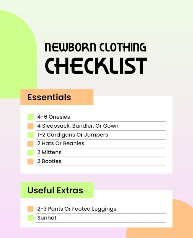 Newborn Clothing Essentials Checklist Flyer Template