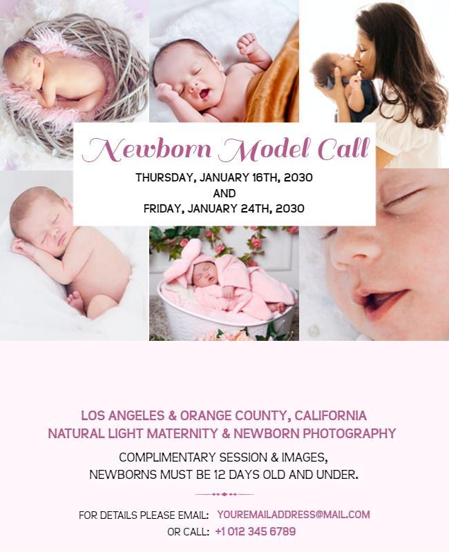 Newborn Photography Model Call Flyer Template