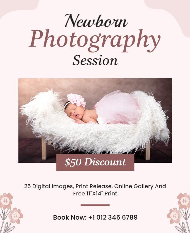 Newborn Photography Session Discount Flyer Template