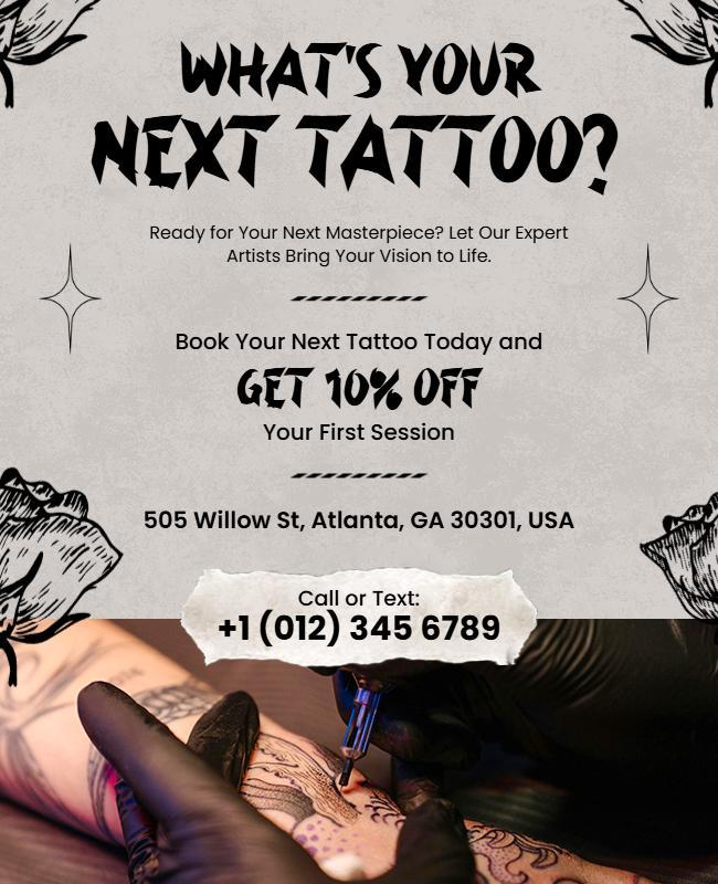 Next Tattoo Appointment Discount Flyer Template