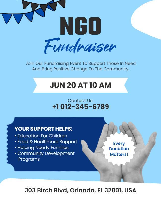 NGO Fundraiser Flyer Template
