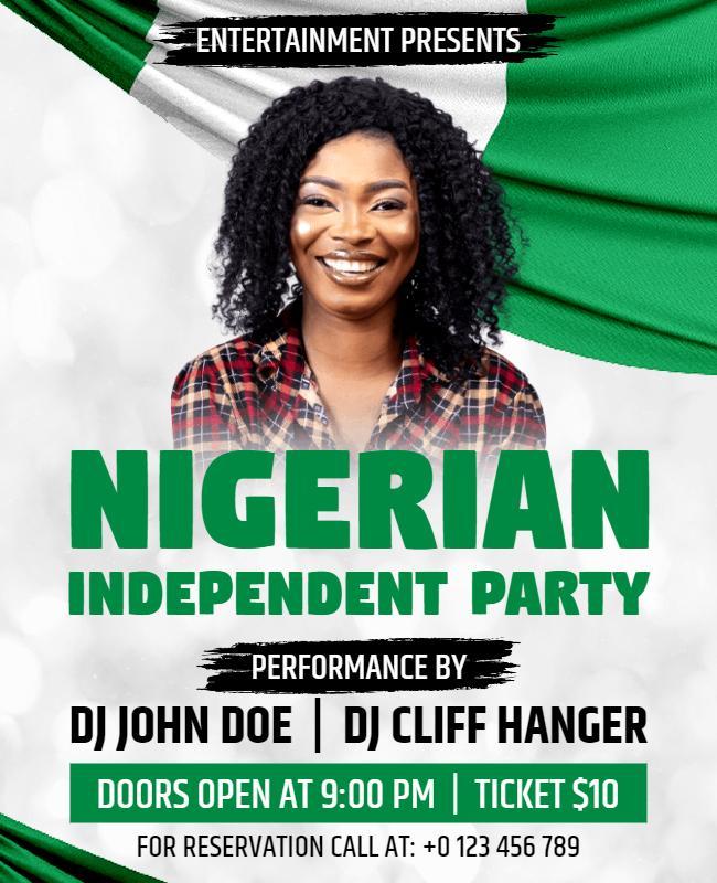 Vibrant Green Nigerian Independence Celebration Party Flyer Template