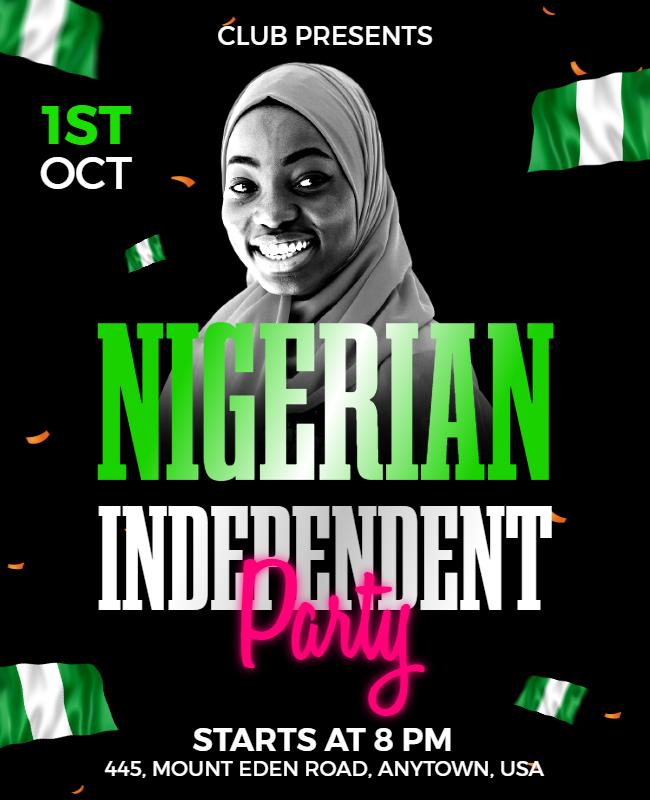 Nigerian Independence Celebration Party Flyer Template