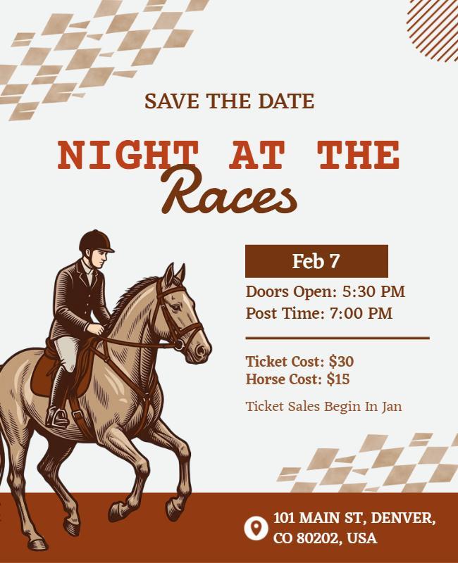 Night at the Races Event Poster Template