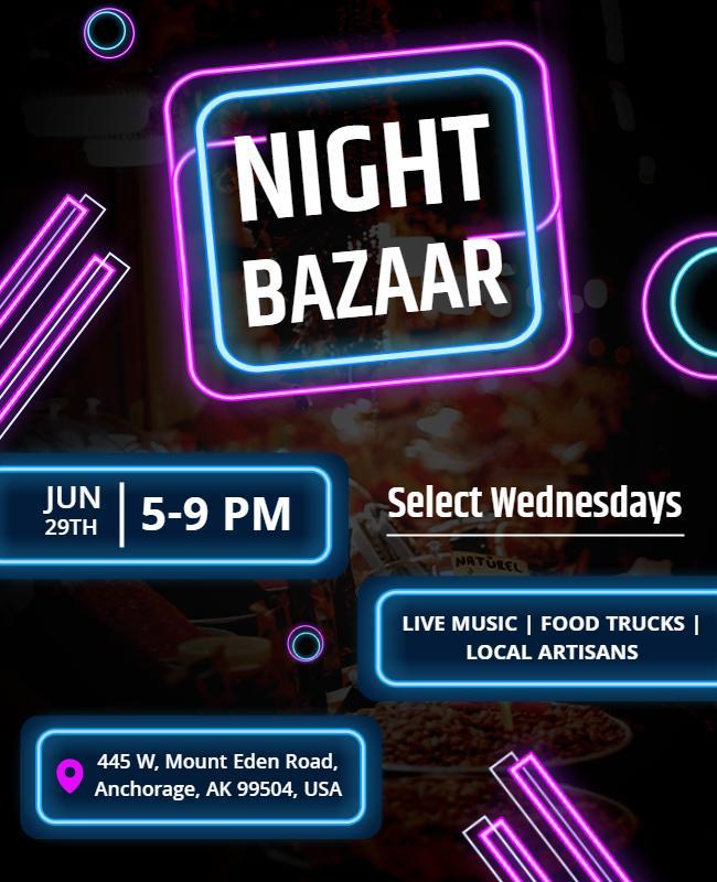 Night Bazaar with Live Music Flyer Template