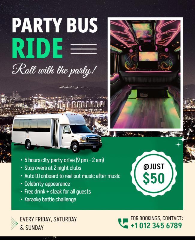 Night City Party Bus Experience Flyer Template