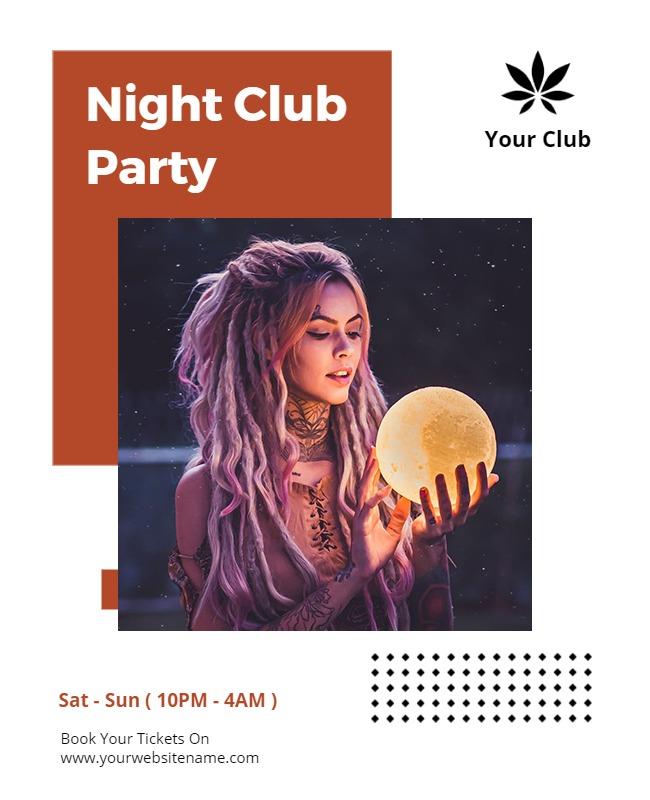 Chic Night Club Party with Cosmic Elements Flyer Template