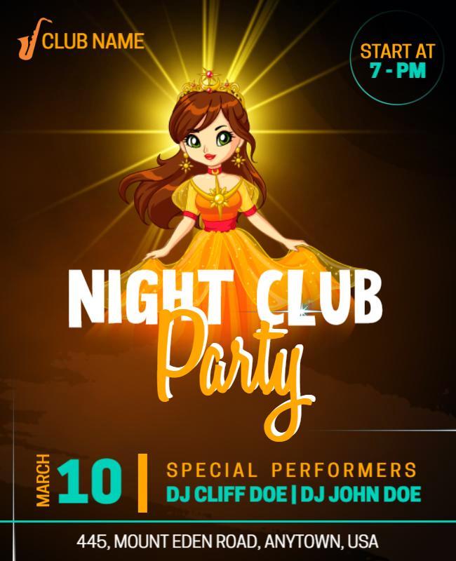 Night Club Party with Dj Performers Flyer Template