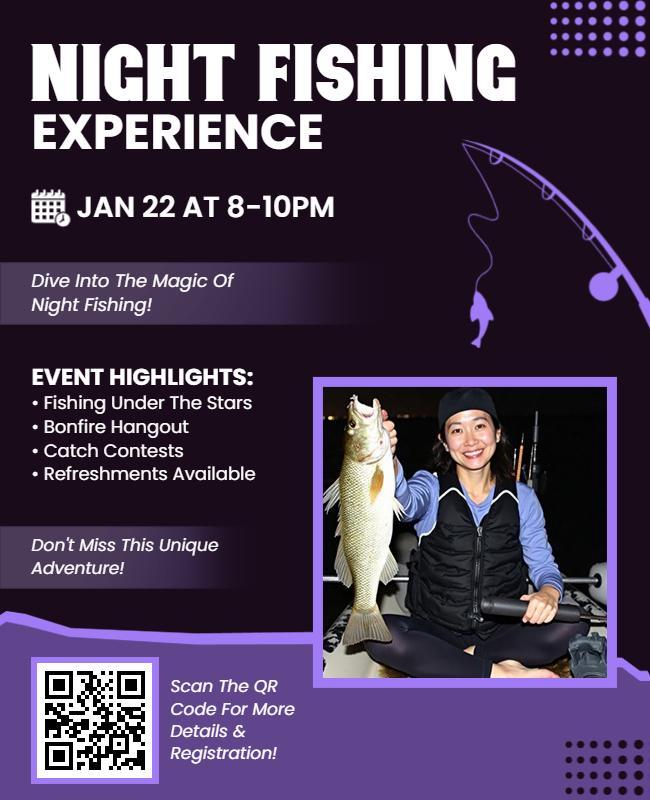 Night Fishing Experience Outdoor Adventure Flyer Template
