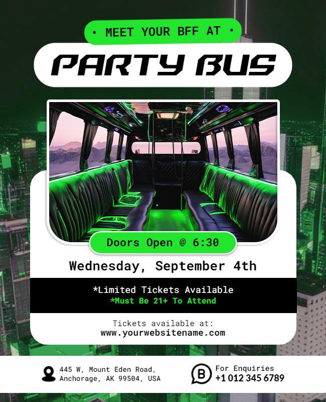 Night Party Bus Experience Flyer Template